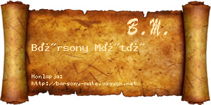 Bársony Máté névjegykártya